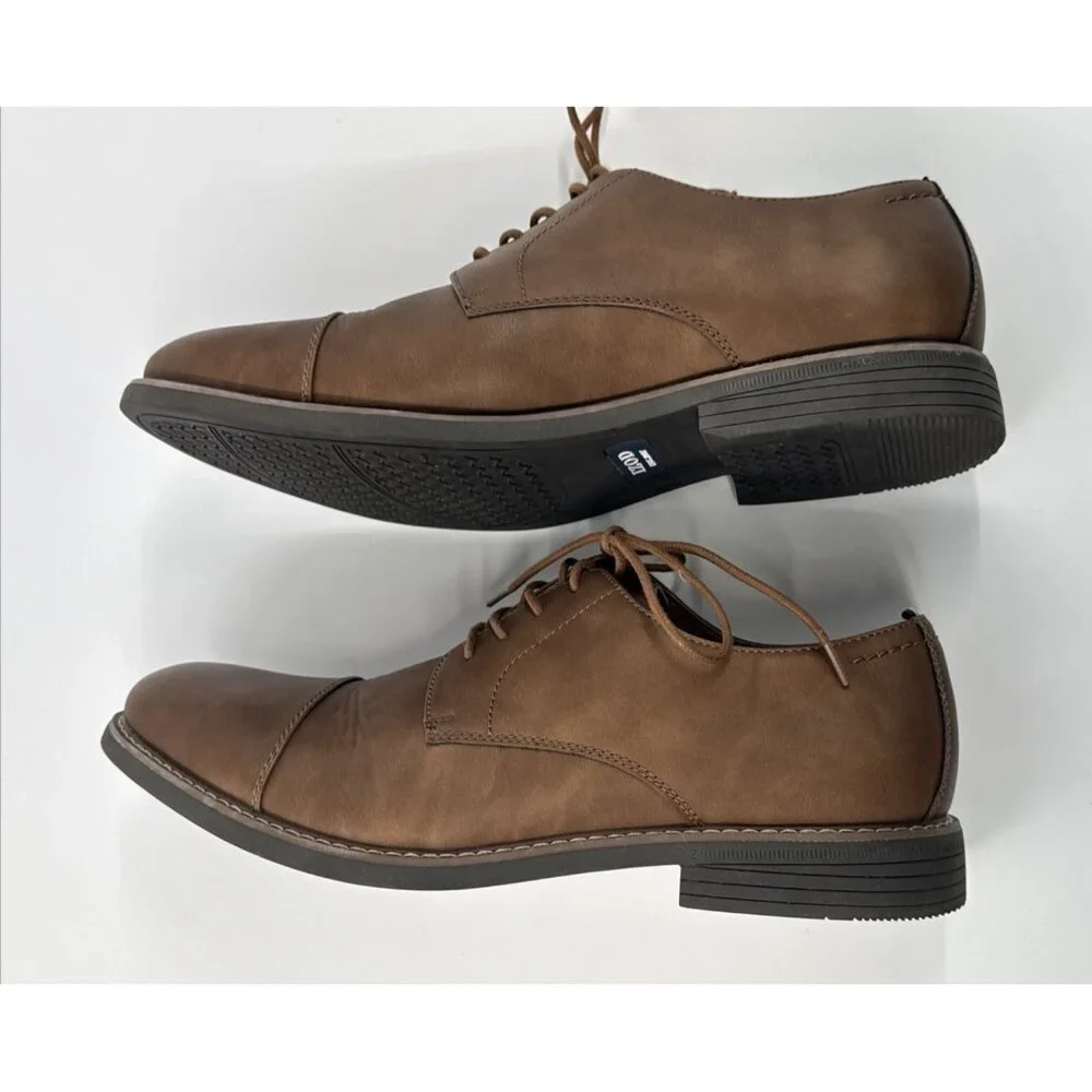 Izod Oxford Shoes Mens 13 M Tan Faux Leather Memory Foam Lace Up Dress Casual